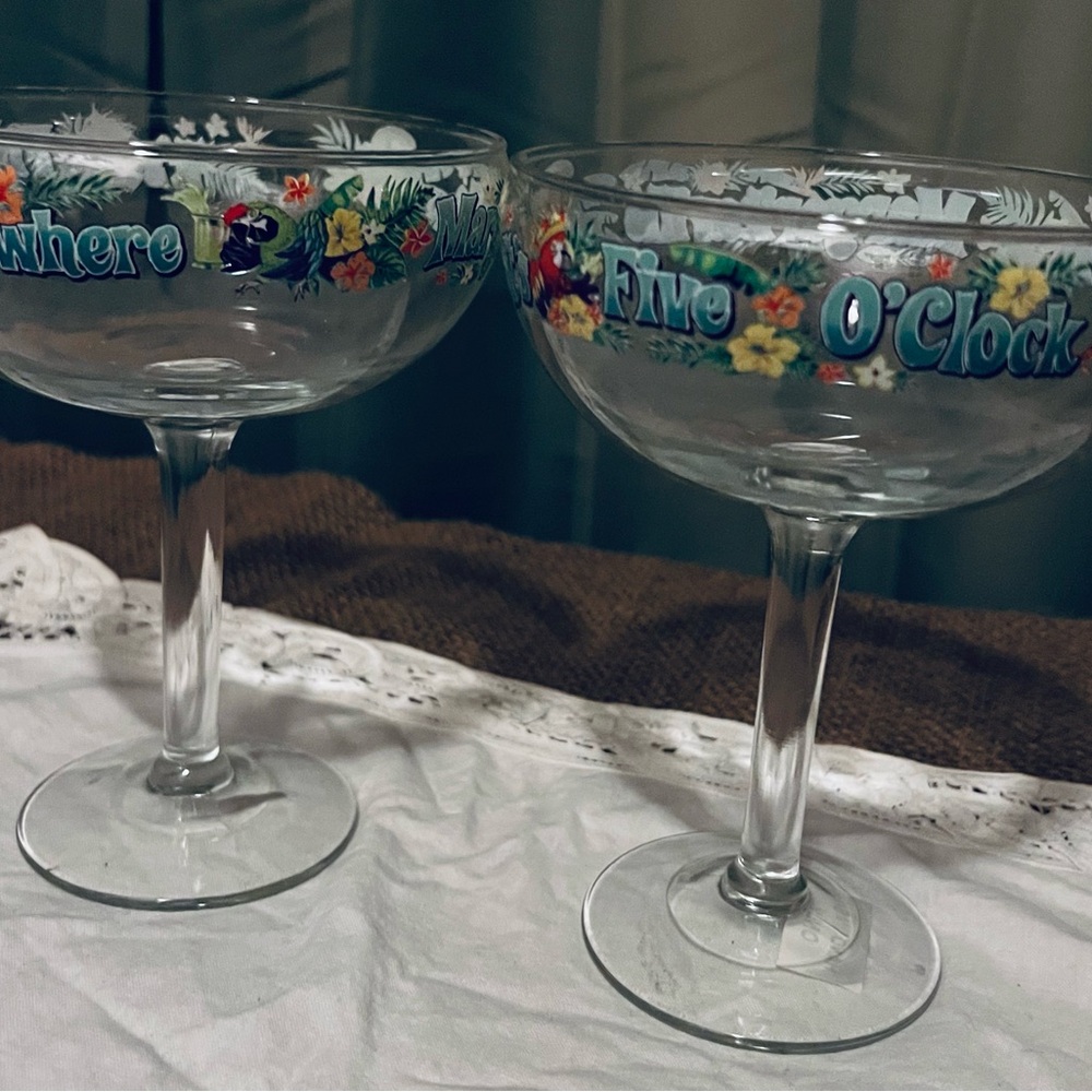 Jimmy Buffett Margaritaville Hand Painted Tropical Stemware